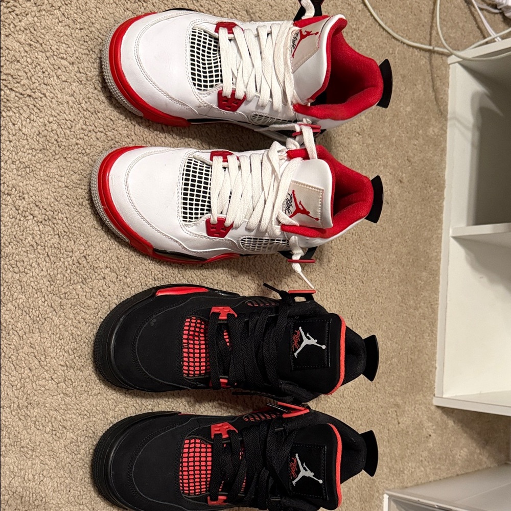 Jordan Kids Sneakers in White and Black with Red Accents